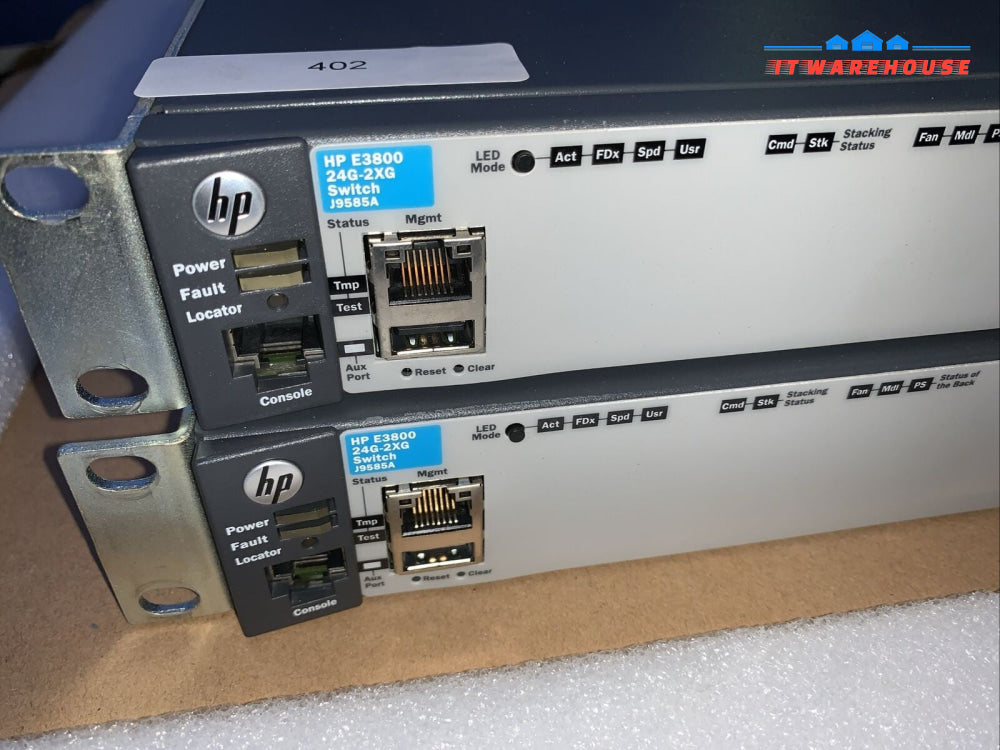 Grade A ~ (2x) HP J9585A E3800-24G-2XG 24-Port 10/100/1000 + 2x 10GbE Switches