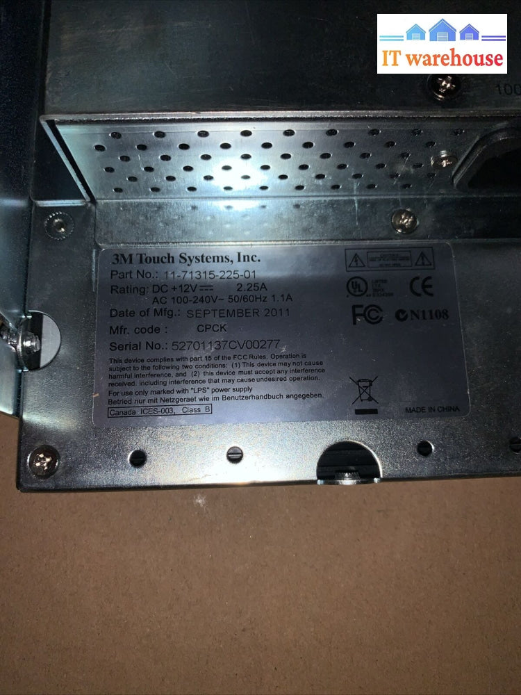 (Grade A)3M Touch 11-71315-225-01 Screen Ct150 12Vdc 2.25A 100-240Vac 1.1A