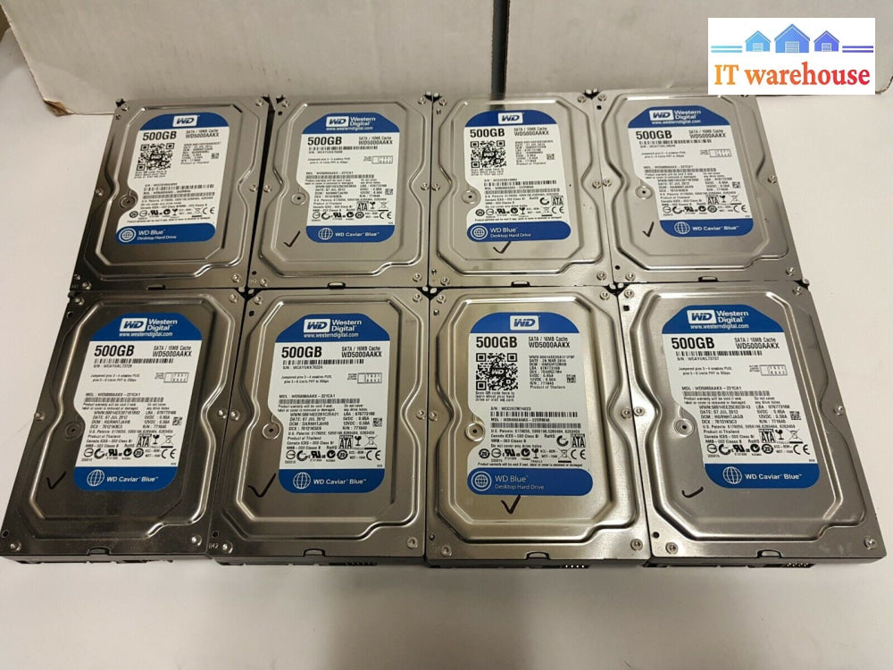 - (Grade A) 4X Wd Blue Wd5000Aakx 500Gb Sata 3.5’ Desktop Hard Drive