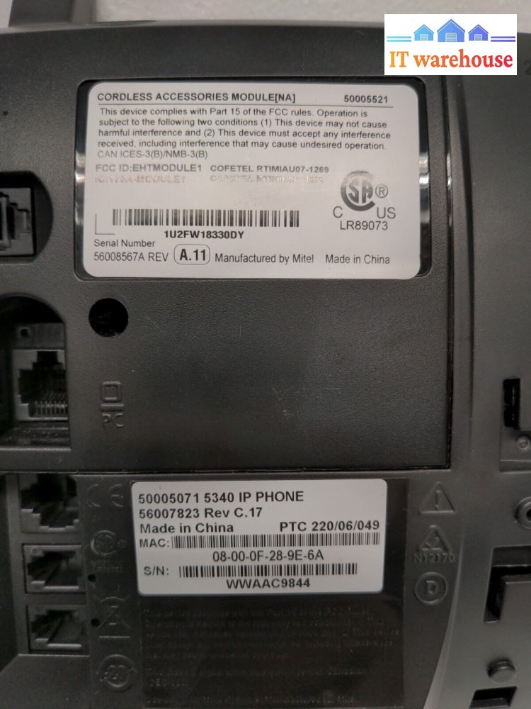 - (Grade A) 6X Mitel 5340 Ip Phone (50005071) With Cordless Module 50005521