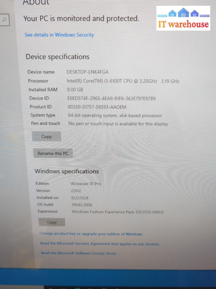 (GRADE A) Acer Aspire Z3-715 24" AIO PC i3-6100T CPU/8GB DDR4/240GB SSD/WIN10 -