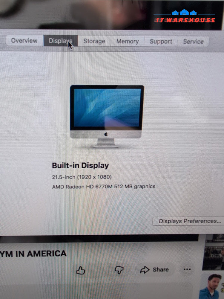 (GRADE A) Apple iMac A1311 21.5" 2011 i7-2.8GHz CPU /4GB RAM /1TB HDD /10. 13 -