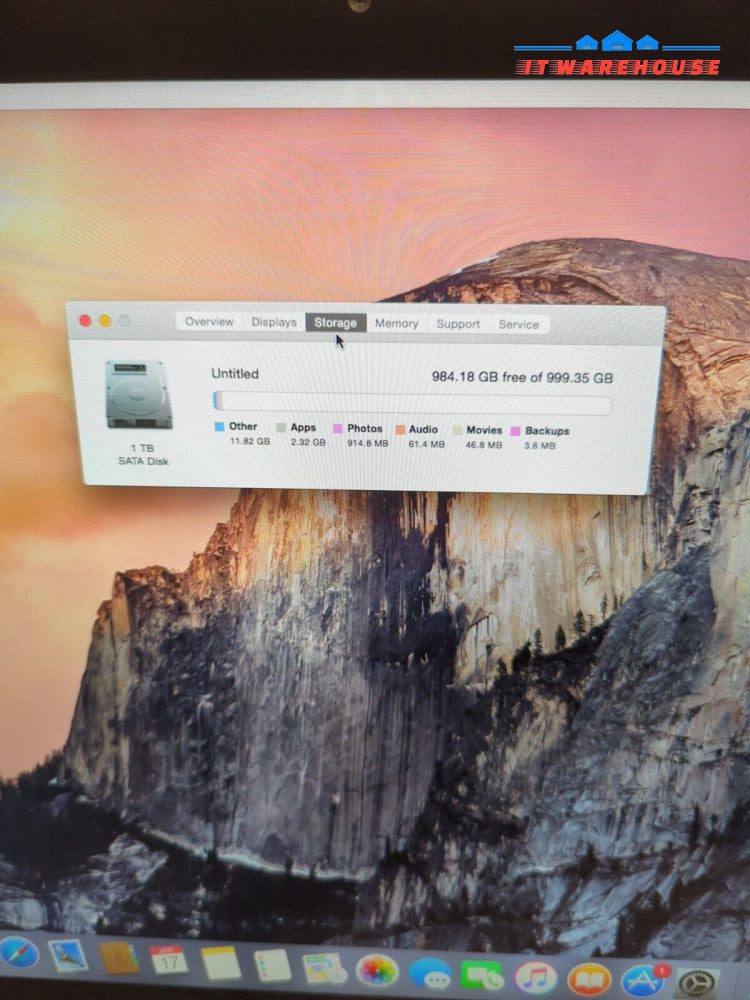(GRADE A) Apple iMac A1418 21.5’’ 2012 - Core i5-3335S/8GB RAM /1TB HDD/OS 10.10-