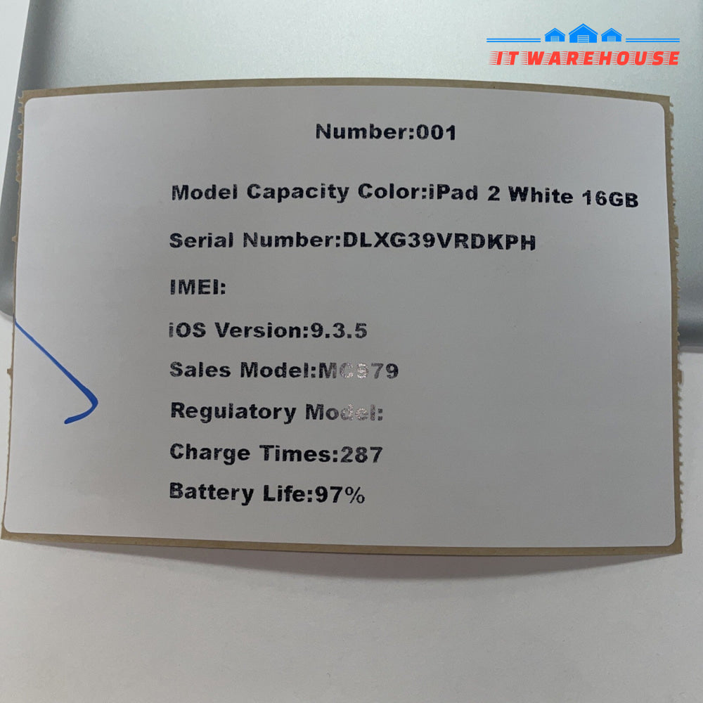 Grade A ~ Apple iPad 2 white wifi  16GB MC979 unlocked