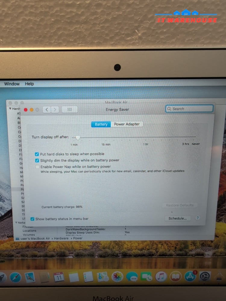(GRADE A) Apple MacBook Air 11" A1465 2015  i5 - 1.6GHz/128GB SSD/4GB/OS 10. 13-