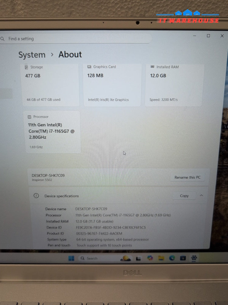 GRADE A Dell Inspiron 15 5000 15.6" Touch Laptop i7-1165G7/12GB/512GB NVMe/W11 -