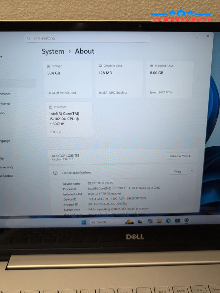 GRADE A Dell Inspiron 15 7000 15.6" Touch Laptop i5-10210U/8GB/512GB NVMe/Win11-