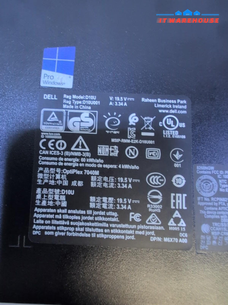 (GRADE A) Dell Optiplex 7040 micro Mini PC i7-6700T/8GB/256GB NVMe/ Wifi/Win11 -