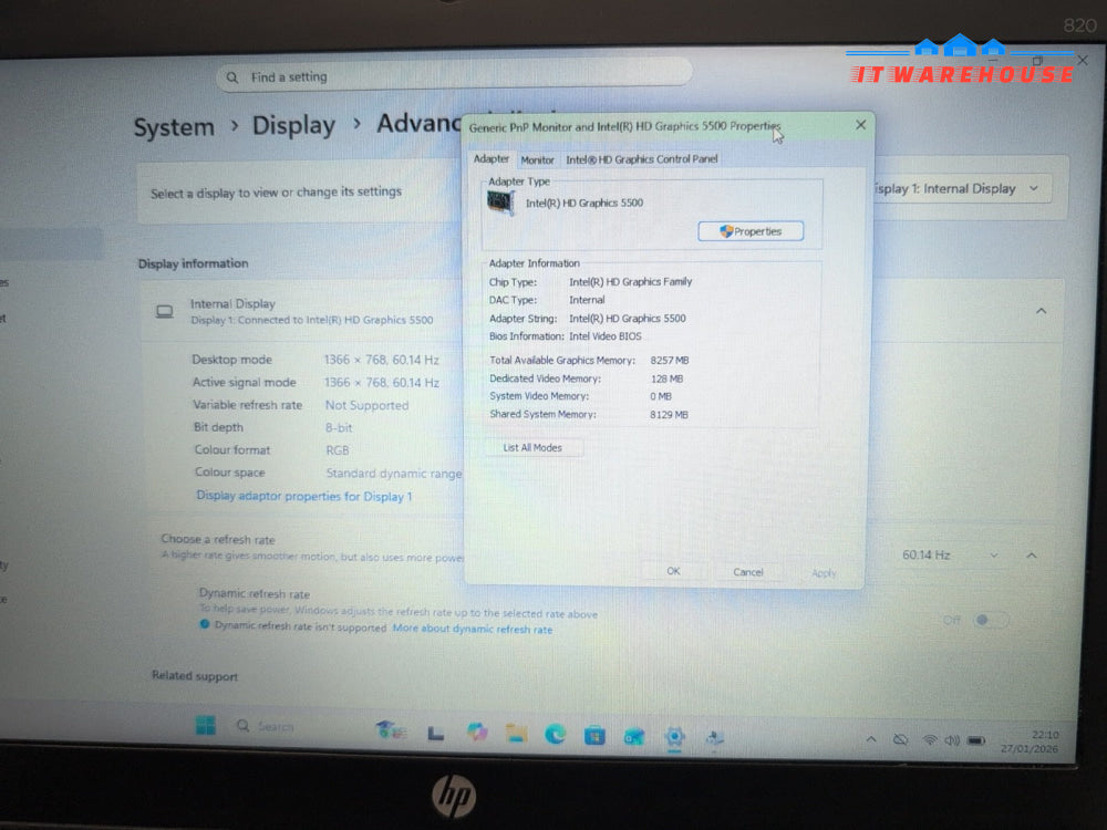 (GRADE A) HP EliteBook 820 G2 12. 5" Laptop i5-5300U/16GB RAM/240GB SSD/Win11 -