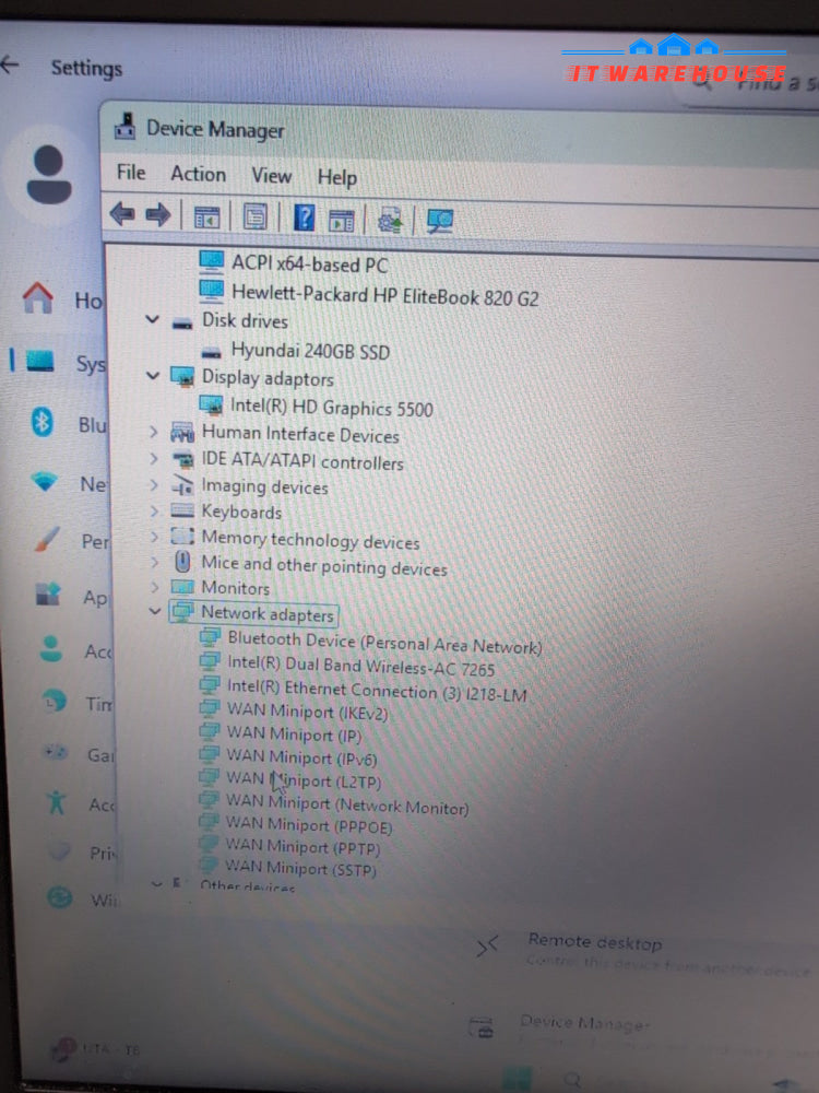 (GRADE A) HP EliteBook 820 G2 12. 5" Laptop i5-5300U/16GB RAM/240GB SSD/Win11 -