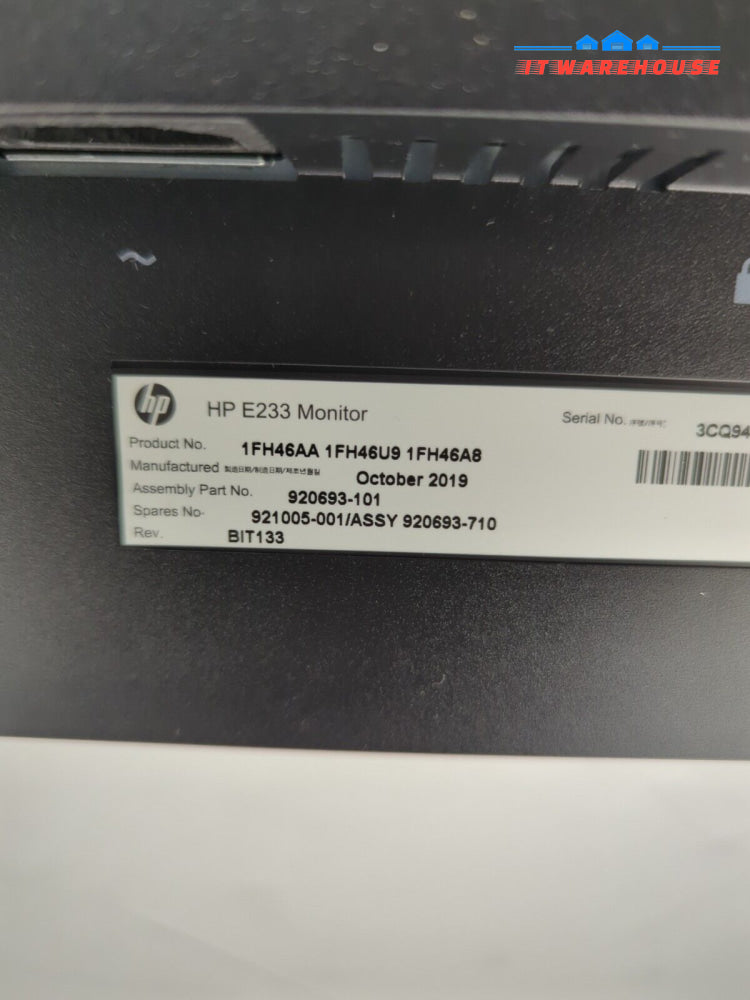 (GRADE A) HP EliteDisplay E233 23’’ Monitor 1920x1080 LCD FHD USB3.0 HDMI DP VGA-