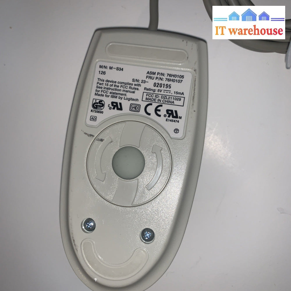 Grade A ~ IBM Wired PS/2 Mechanical Roller Ball 2-Button Mouse 76H0107