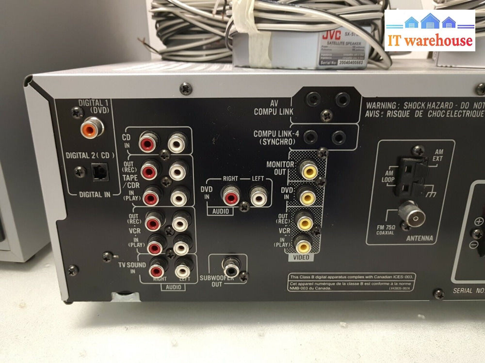 - (GRADE A) JVC RX-5042 A/V Control Receiver With Speakers TESTED (NO REMOTE)