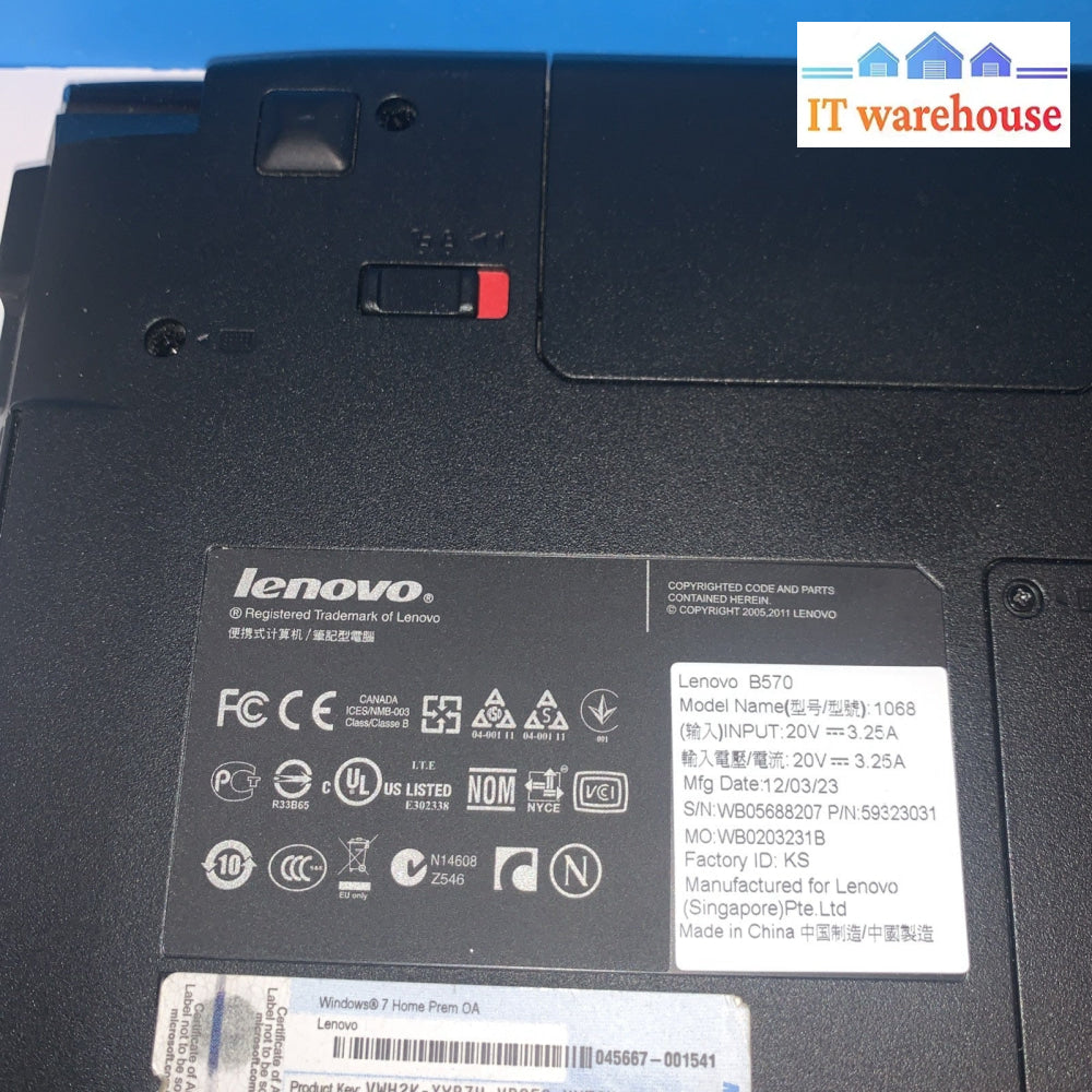 Grade A - Lenovo B570 laptop Windows 7 Home
