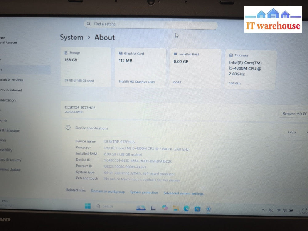 (GRADE A) Lenovo ThinkPad L440 14" Laptop  i5-4300M /8GB/ 180GB SSD /Windows 11-