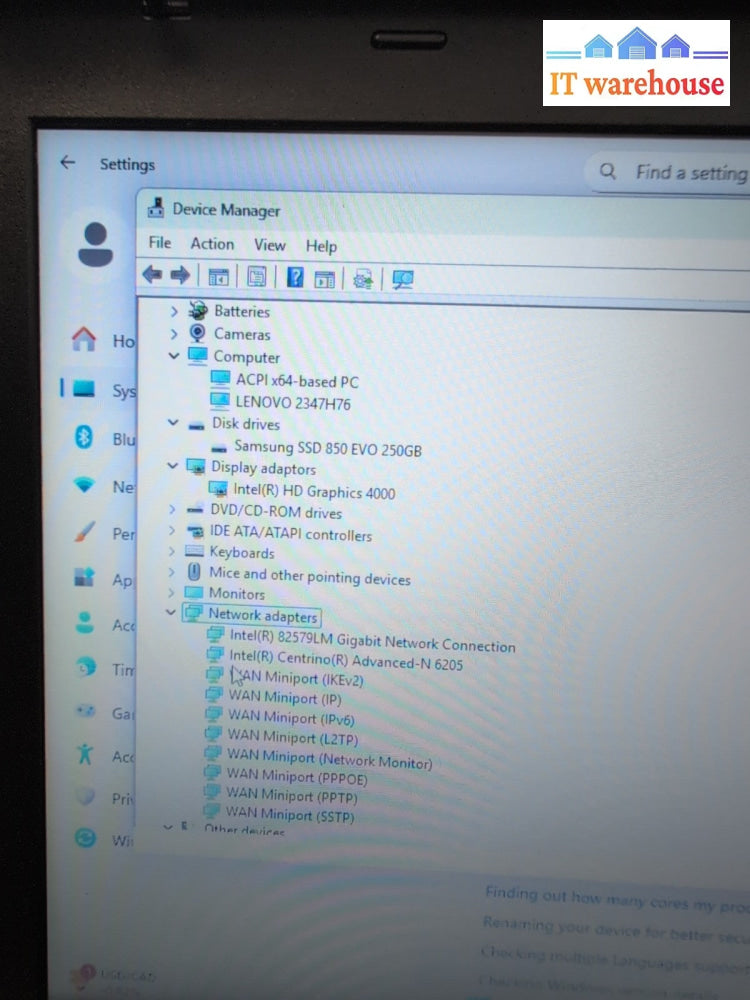 (GRADE A) Lenovo ThinkPad T430 14" Laptop i5-3320M/12GB RAM/250GB SSD /Win11 -