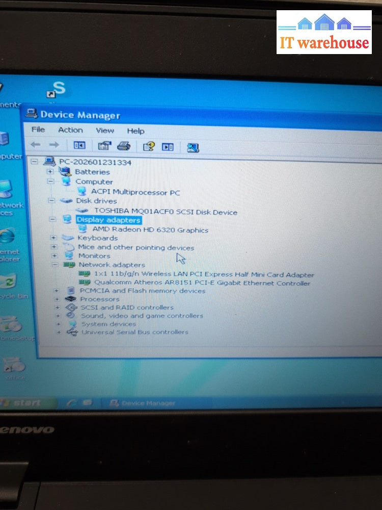 (GRADE A) Lenovo ThinkPad X130E 11.6" Laptop AMD E-450/4GB RAM/500GB HDD/WinXP -