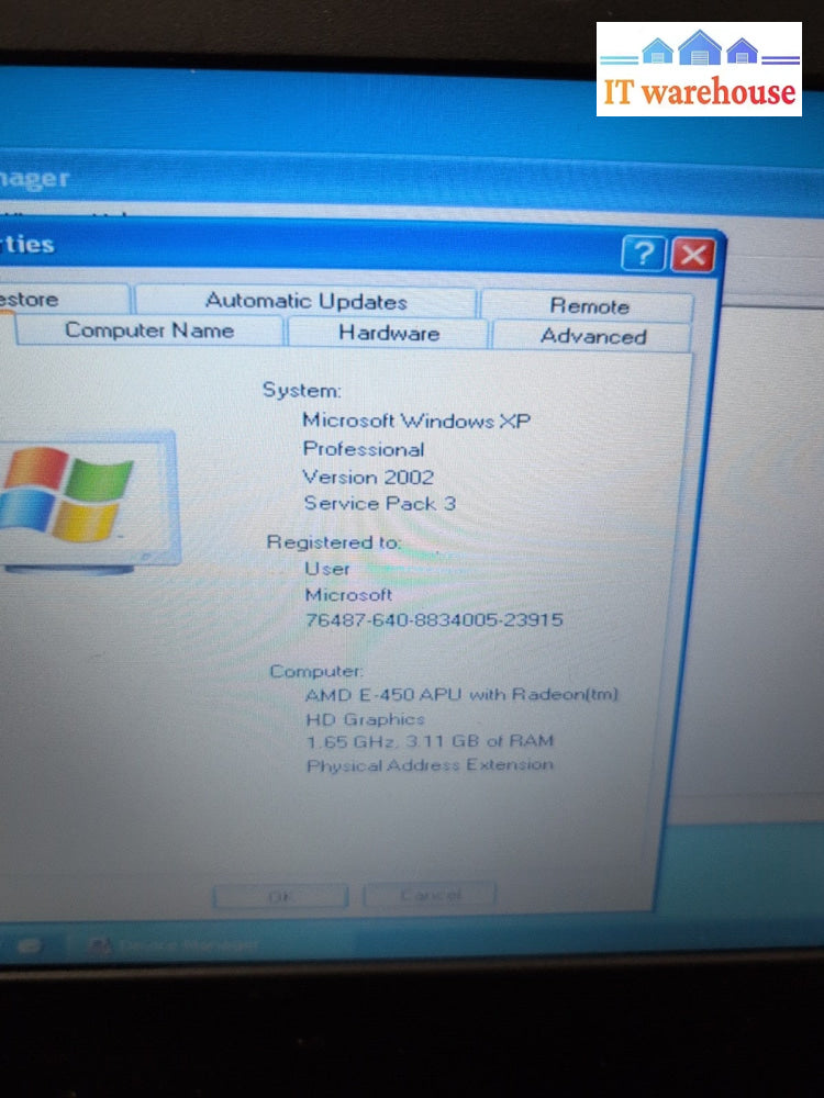 (GRADE A) Lenovo ThinkPad X130E 11.6" Laptop AMD E-450/4GB RAM/500GB HDD/WinXP -