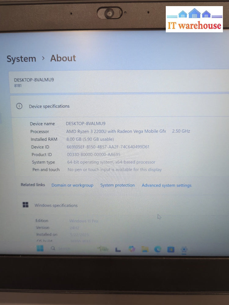 (GRADE A) Lenovo V330-14ARR 14" LAPTOP AMD Ryzen 3 2200U/ 8GB /240GB SSD/Win11 -