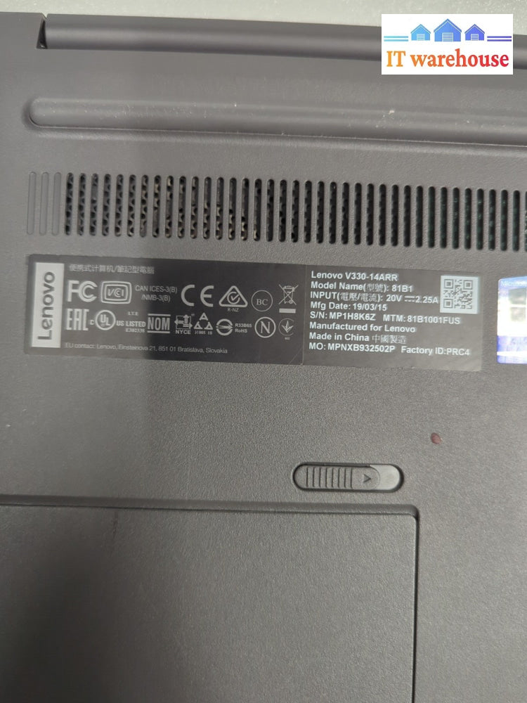 (GRADE A) Lenovo V330-14ARR 14" LAPTOP AMD Ryzen 3 2200U/ 8GB /240GB SSD/Win11 -