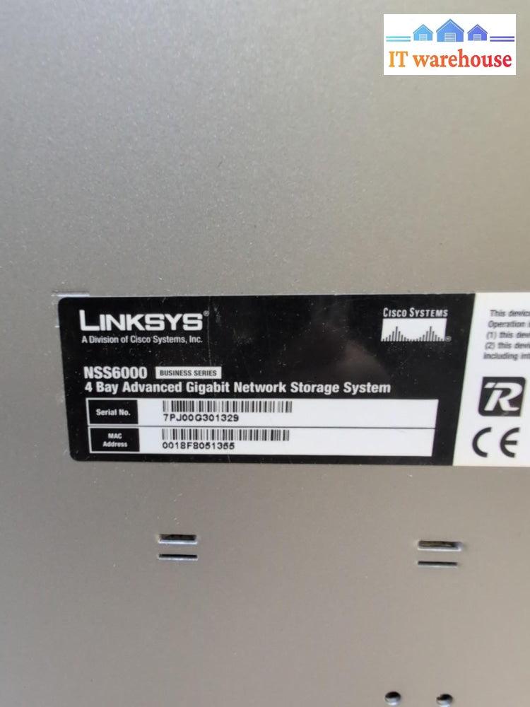 (GRADE A) LINKSYS NSS6000 4 BAY ADVANCED GIGABIT NETWORK STORAGE SYSTEM -