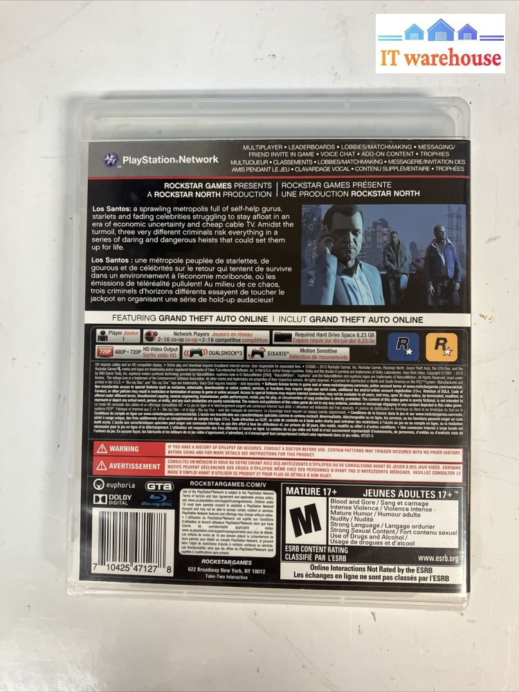 Grand Theft Auto V Ps3 - Playstation 3 Game (Rockstar Games 2008 Gta5) ~