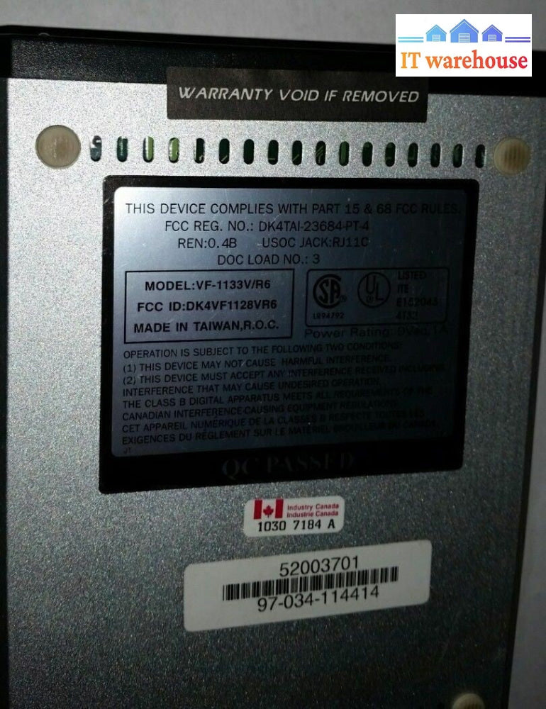  GVC 33600 Voice Fax RS232 modem model: F-1133V/R6 (No Ac adapter)