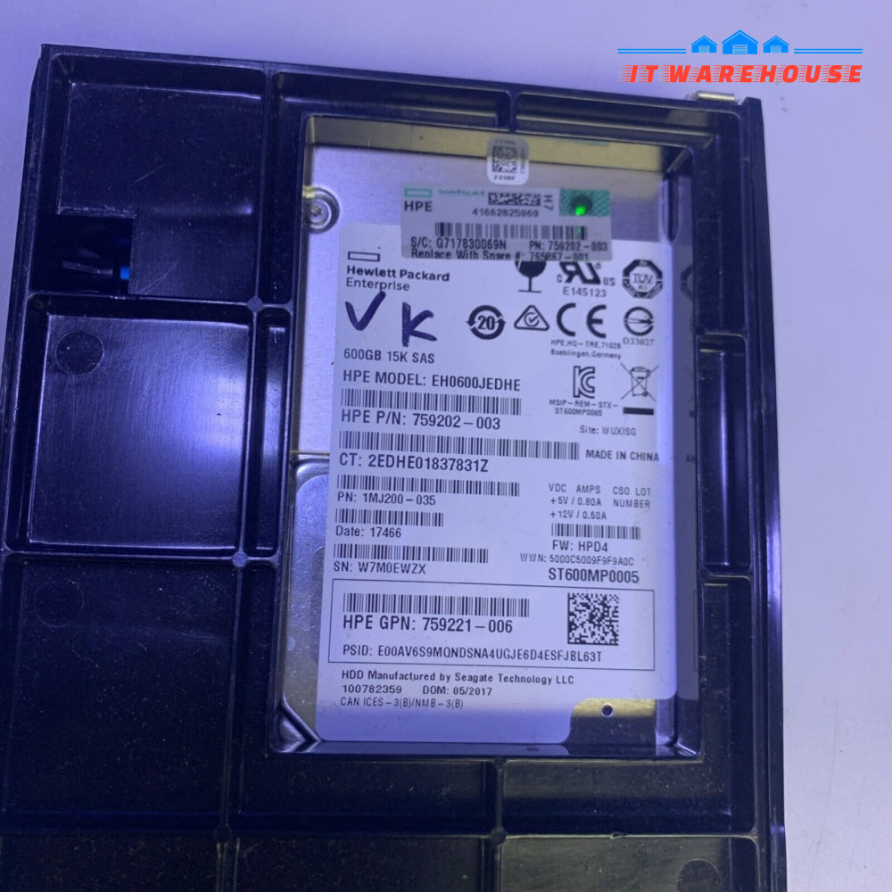 Hard Drive HP EH0600JEDHE 600GB 15K 128MB SAS III 3.5’’ + Caddy (1000 Day + left