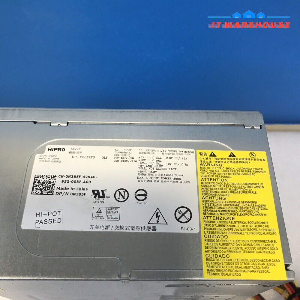 HIPRO 305watt Power Supply HP-P3017F3 0N385F