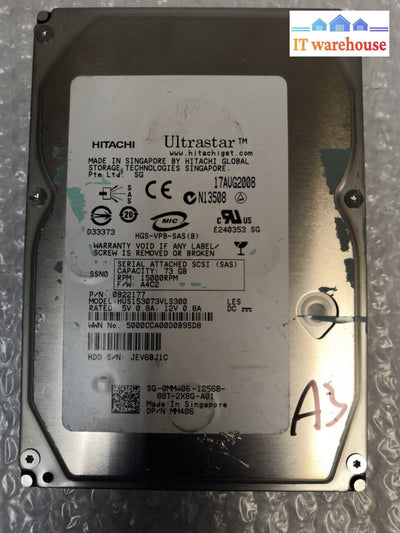 - Hitachi 73Gb 15K 3G Sas 3.5 Hdd Mm406 / Hus153073Vls300