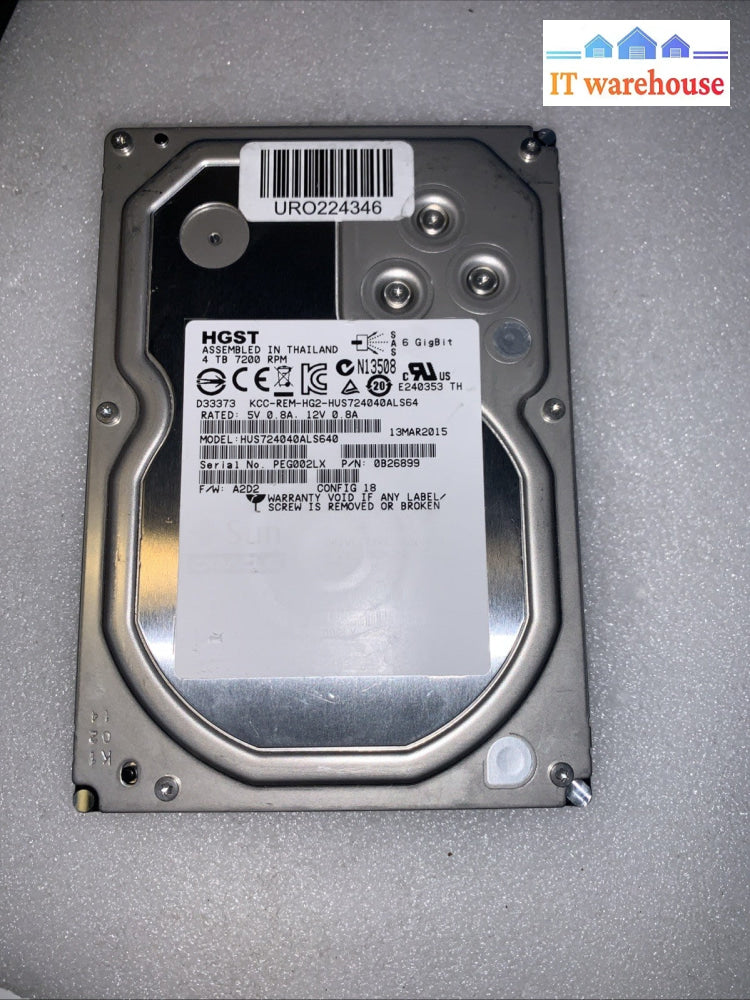 Hitachi Ultrastar 7.2K 4TB SAS 3.5" HUS724040ALS640 HDD (1000+ days remaining)