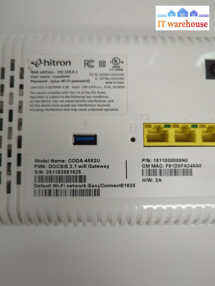 Hitron CODA-4582U DOCSIS 3.1 Wi-Fi Cable Modem Router Combo Tested