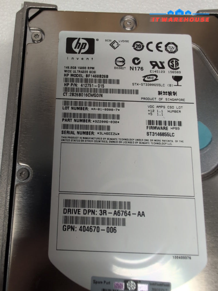  HP 146.8 GB 15K wide ultra320 SCSI server HDD ST3146855LC BF1468B26B +caddy -