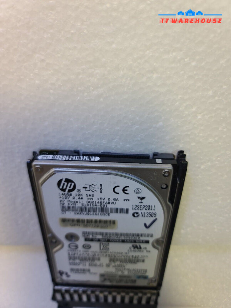 - HP 146GB 10K SAS 2.5" SERVER  Hard Drive DG0146FARVU 518194-001 Tested 