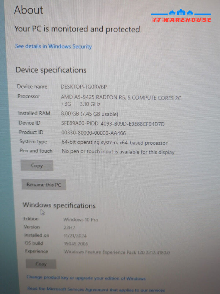 HP 22’’ All-in-One Desktop PC AMD A9-9425 RADEON R5/8GB RAM/ 1TB HDD/Win10