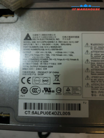 - HP 502629-001 535799-001 320W Power Supply FOR Z200 Workstation 