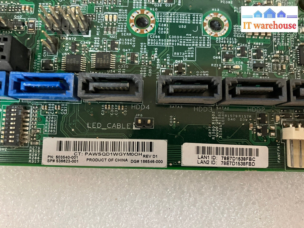 ~ Hp 503540-001 Proliant Ml330 G6 Lga 1366 Ddr3 Motherboard W/Xeon E5506 + Plate