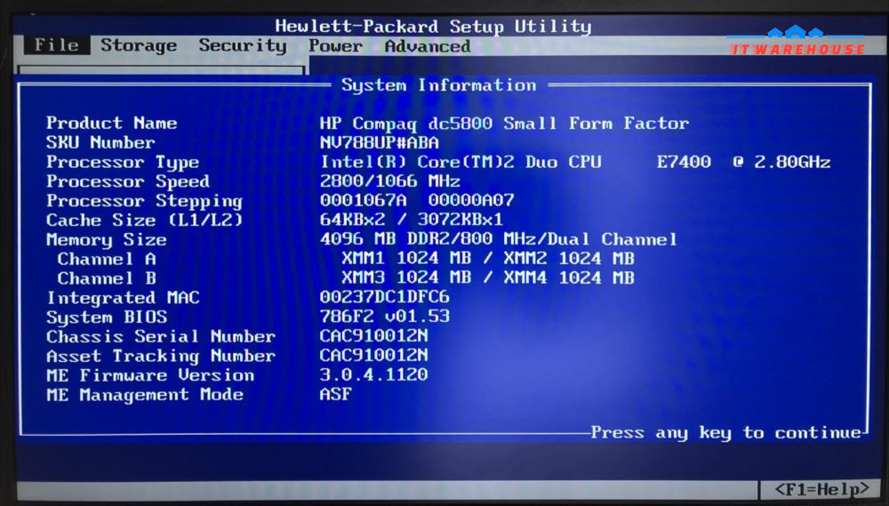 HP Compaq dc5800 LGA 775 DDR2 461536-001 Motherboard With Intel Core 2 Duo CPU ~