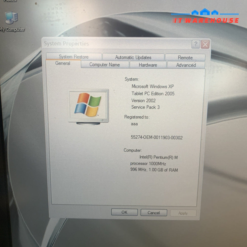 HP Compaq Tablet PC TC1000 1GHz 1GB 40GB Wi-Fii Windows XP