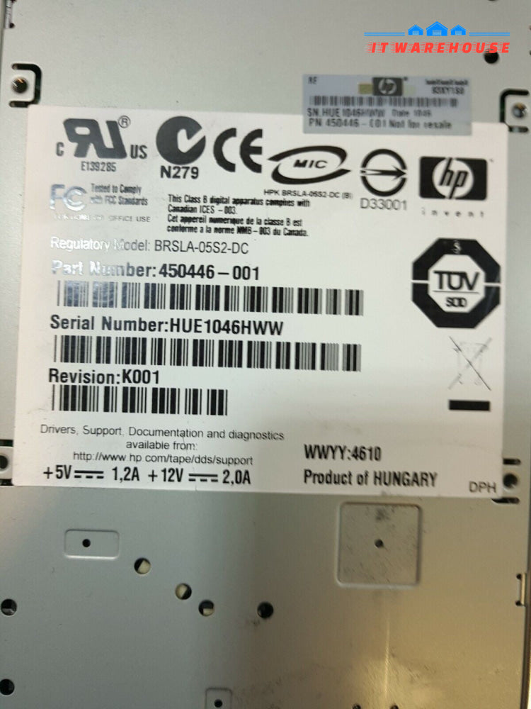 - HP DAT160 450446-001 3.5" SCSI TAPE DRIVE W/ Adaptec 1958006 Ultra 320 Card