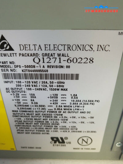 - HP DesignJet 4000 Plotter 1530W Power Supply Q1721-60228 DPS-500DB-1 Tested