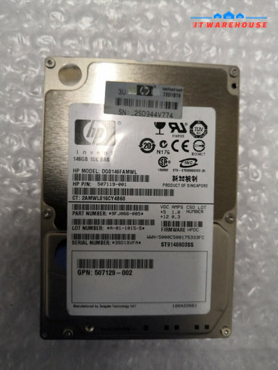 + HP DG0146FAMWL 507119-001 2.5" 146GB SAS Hard Drive @@@