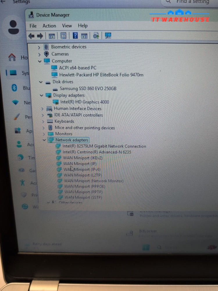 HP EliteBook Folio 9470m 14" Laptop Intel i7-3687U/8GB RAM/250GB SSD/Win11 -