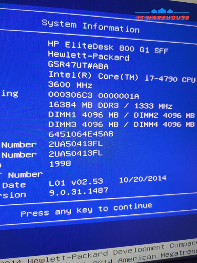 HP EliteDesk 800 G1 SFF PC i7-4790 CPU/16GB RAM/512GB SSD/ Win10