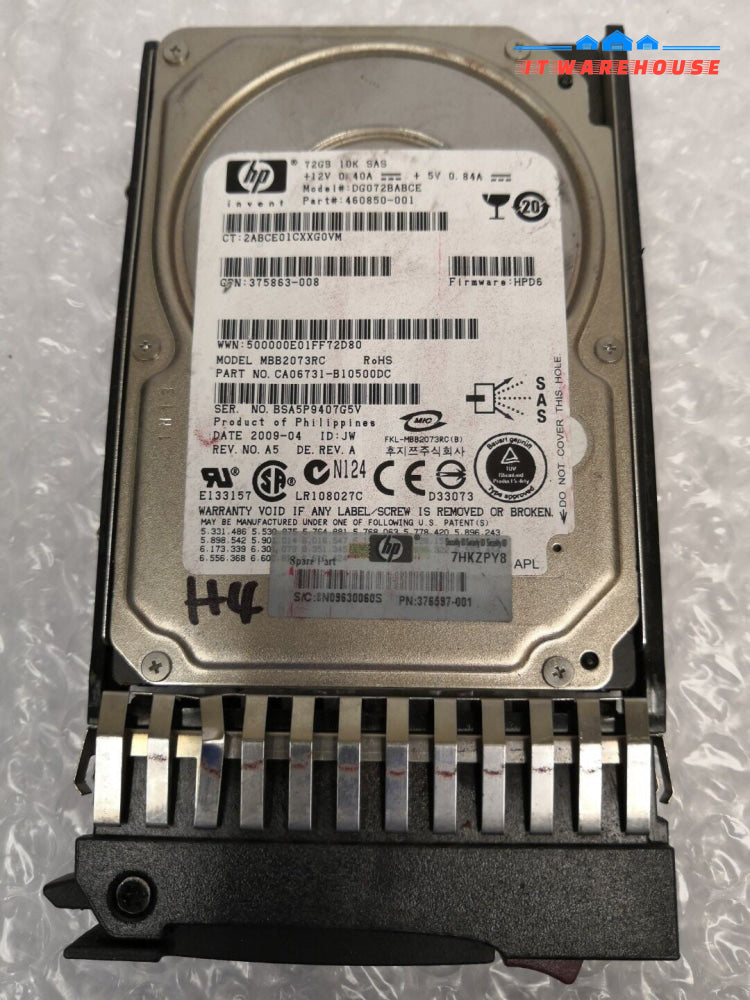 - HP / Fujitsu MBB2073RC, CA06731  72GB 10000RPM 2.5" SAS HDD 460850-001 @@@ 