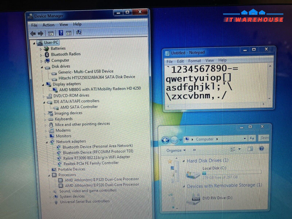 ~ HP G62 Notebook 14" AMD Athlon II P320 2.1GHz CPU / 4GB RAM / 300GB HDD / Win7
