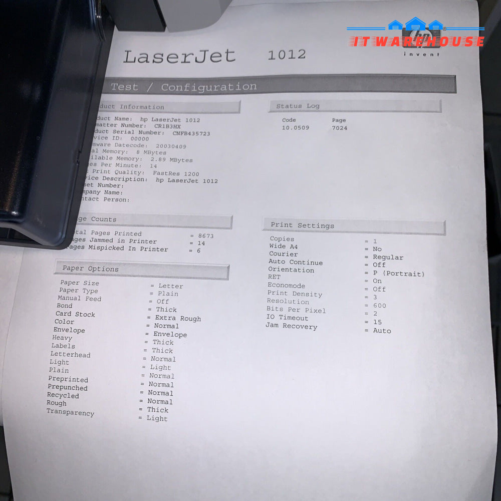 Hp Laserjet 1012 Workgroup Laser Printer Tested (With Used Toner)