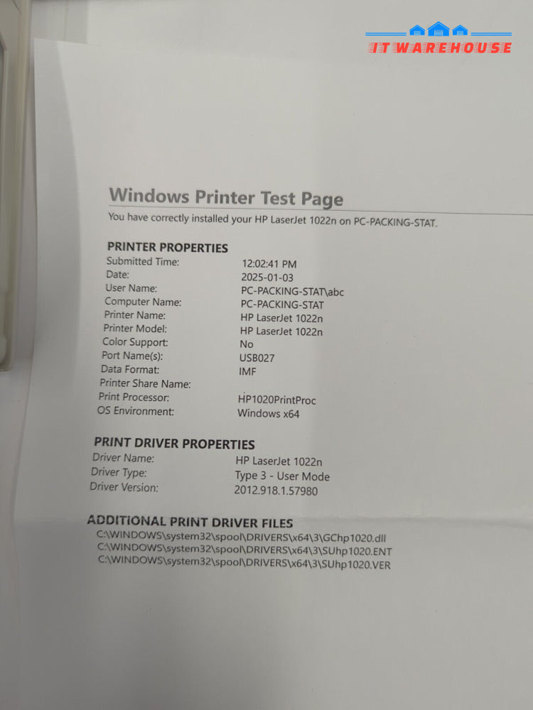 HP LaserJet 1022n Network Laser Printer 16k Pages Tested (No Toner)