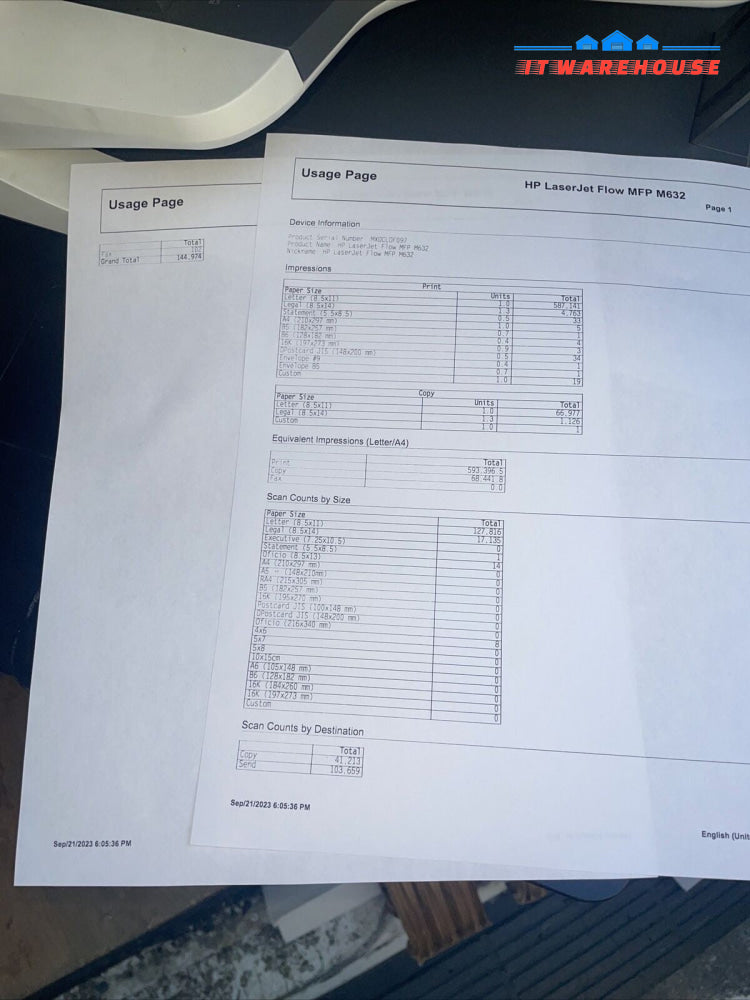 Hp LaserJet Enterprise Flow MFP M632 printer (page count:145k)