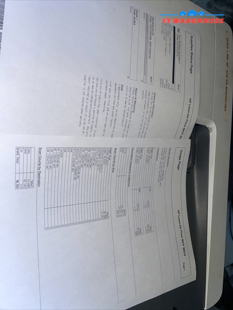 Hp LaserJet Enterprise Flow MFP M632 printer (page count:189K)